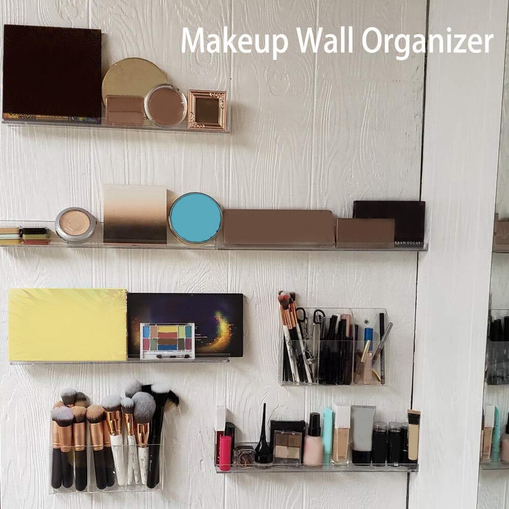 6pcs Clear Acrylic Easy Install Display Ledge Living Room Kids Bookshelf Wall Mounted Floating Shelves Invisible Home Decor