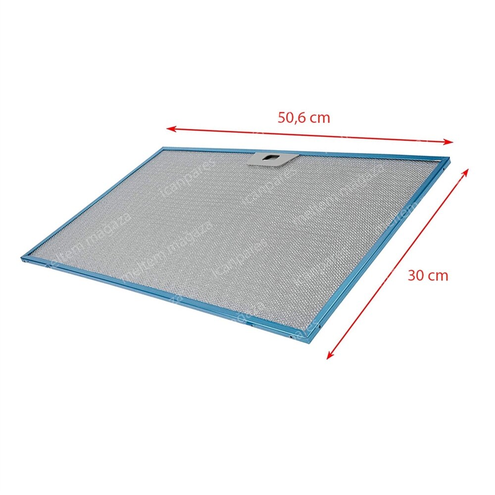 Kompatibel für Alveus BREITE 50,6 cm LÄNGE 30 cm-Zurück Nagel 11,5 cm Dunst Haube Metall Öl Filter