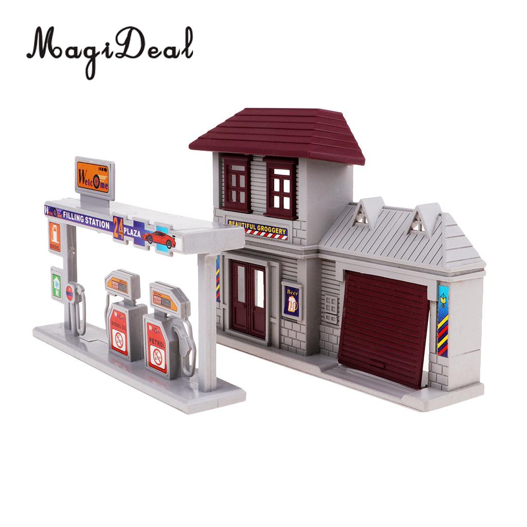 1:87 Scale Gas Station Simulation Layout HO Gauge Building Model Kit Diorama