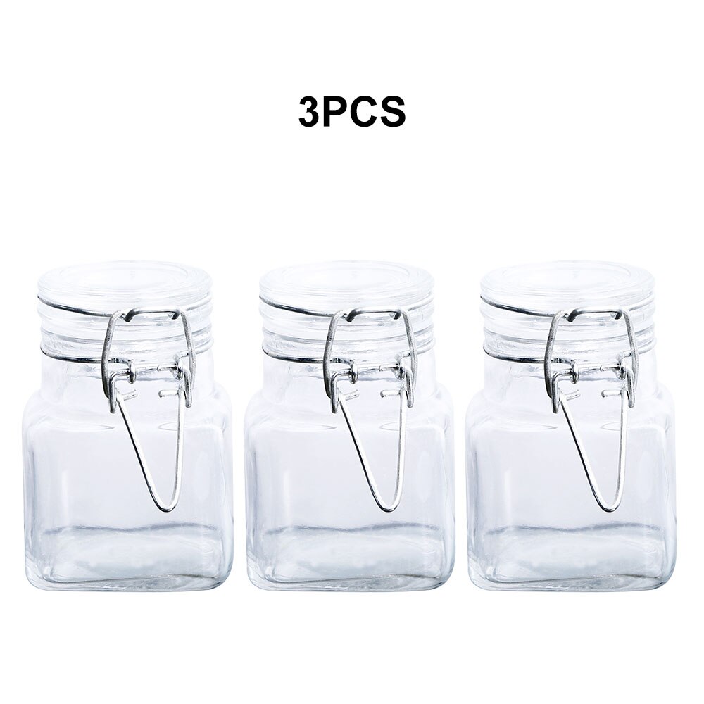 Tarros de cristal para boticario herméticos cuadrados de 6 uds. 9 Uds., frasco para especias con sal, pimientos, condimentos de azúcar, Ayuda de cocina, utensilios de cocina: 3pcs