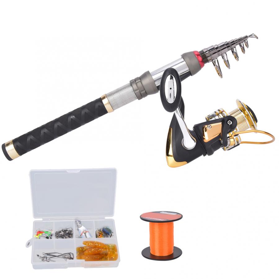 Fishing Rod Combo 2.7M Telescopic Ice Fishing Rod + Fishing Reel Spinning Fishing Wheel Nylon Line Fish Bag Bait Combination Set: TYPE 1