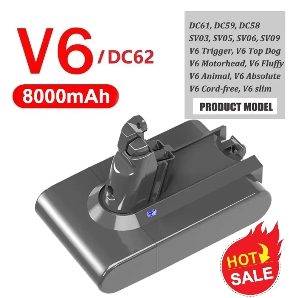 Akumulator 21,6 V do Dyson V6 V7 V8 V10 Series SV12 DC62 SV1 6000 mAh Akumulator do odkurzacza Dyson Zapasowe akumulatory: Black