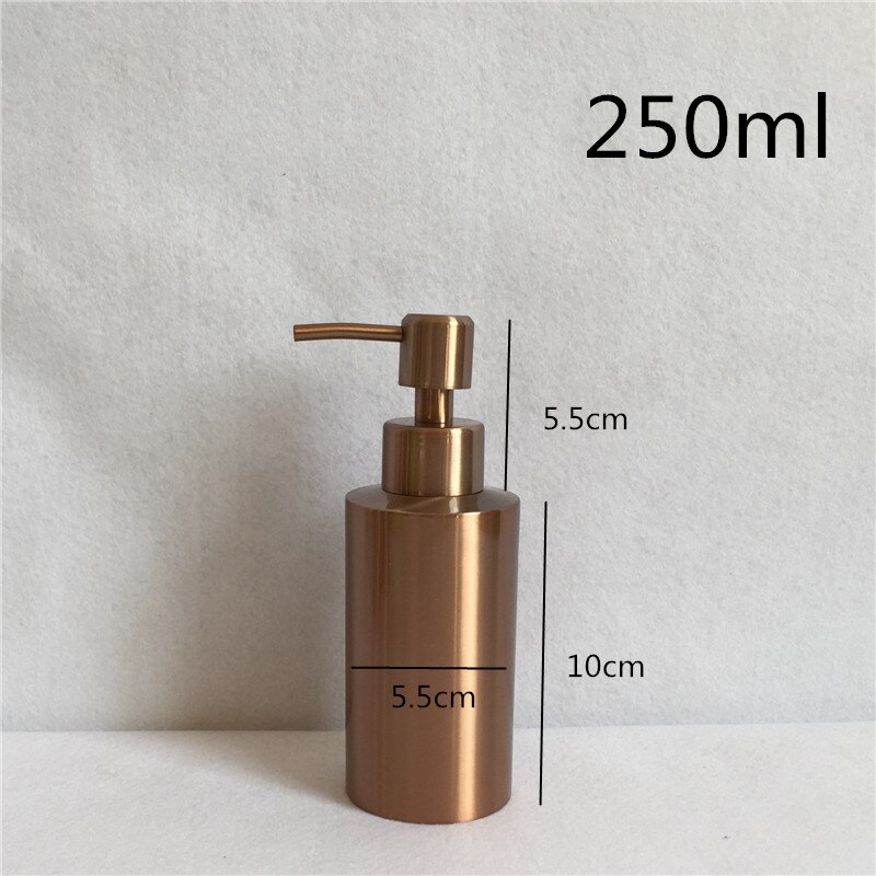 Dispensador de jabón de oro rosa dispensador de jabón líquido botella de loción 350 ml/550 ml/800 ml protector de jabón de acero inoxidable: 250ml