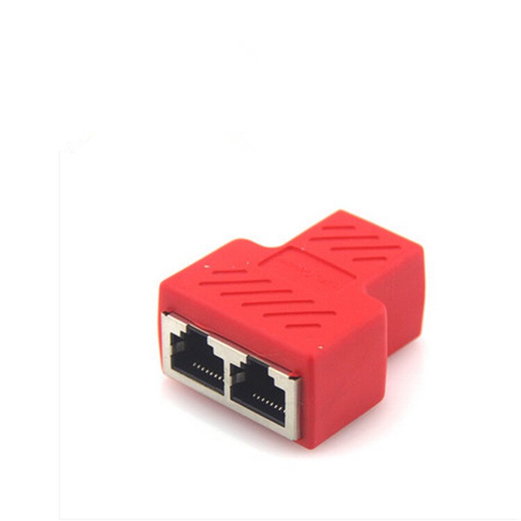 Conector RJ45 1 a 2 adaptador de Cable de red LAN de Puerto hembra Dual 8P8C extensor enchufe Ethernet Cable CAT5 / CAT6 divisor: Rojo / 2pcs