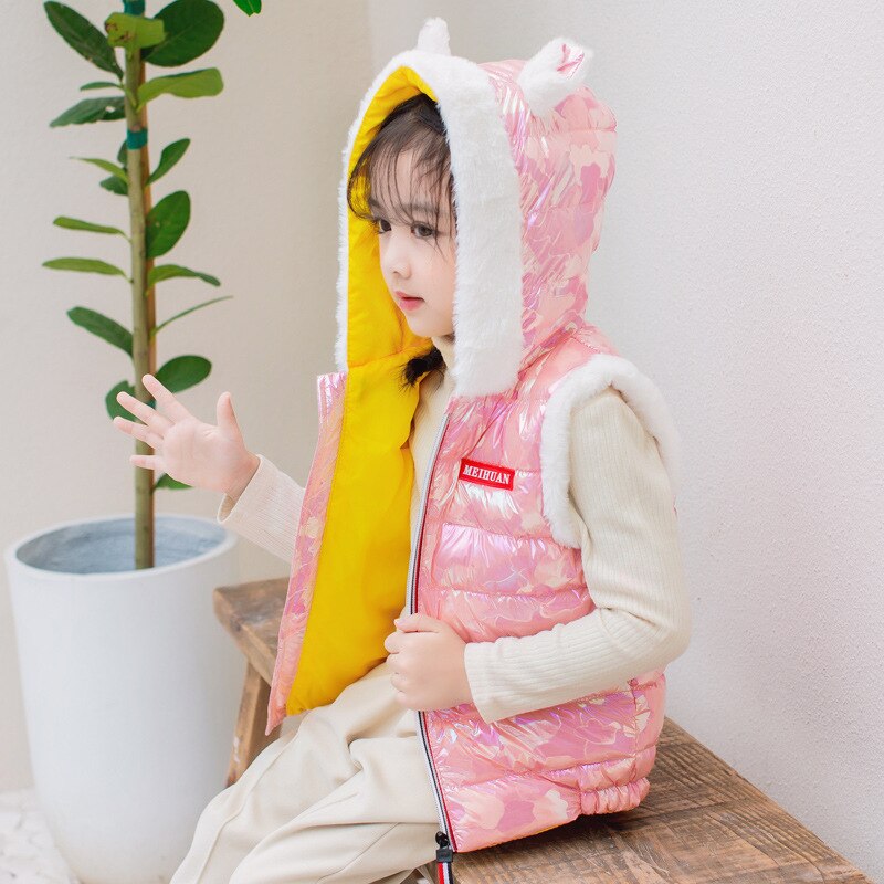 Baby Kleding Herfst En Winter Gewatteerde Down Vest Voor Baby Jongens En Meisjes Warm Vest Jas Met Konijn Oren Voor jongens En Meisjes