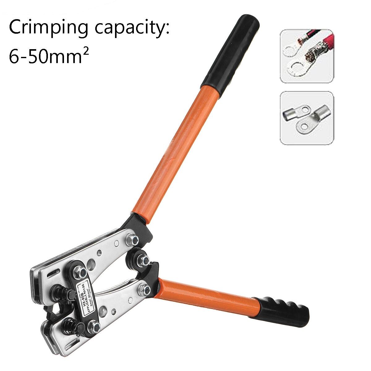 HX-50B 6-50mm^2 Crimp Tube Terminal Crimper Tool Battery Cable Lugs Pliers Hex Crimping Tool Cable Terminal Plier Hand Tools