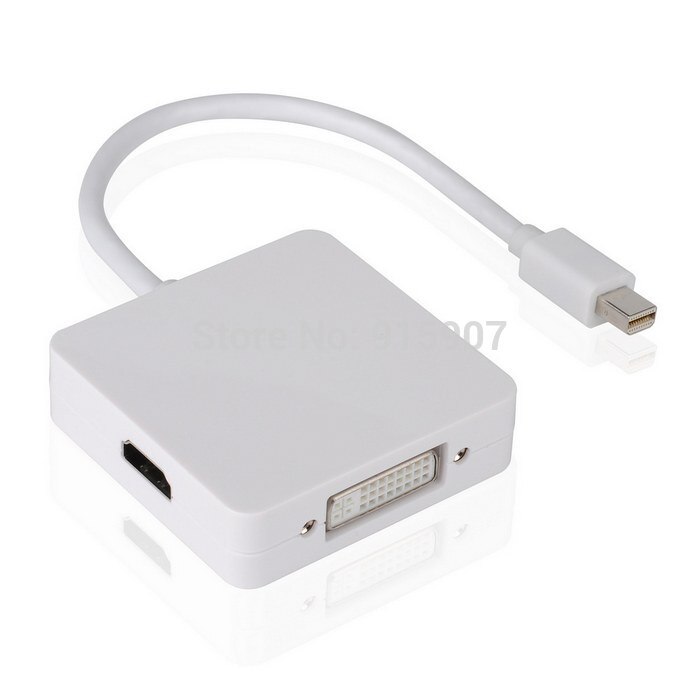 Xiwai Square Mini DP Displayport Thunderbolt to DVI VGA HDMI HDTV Adapter 3 in1