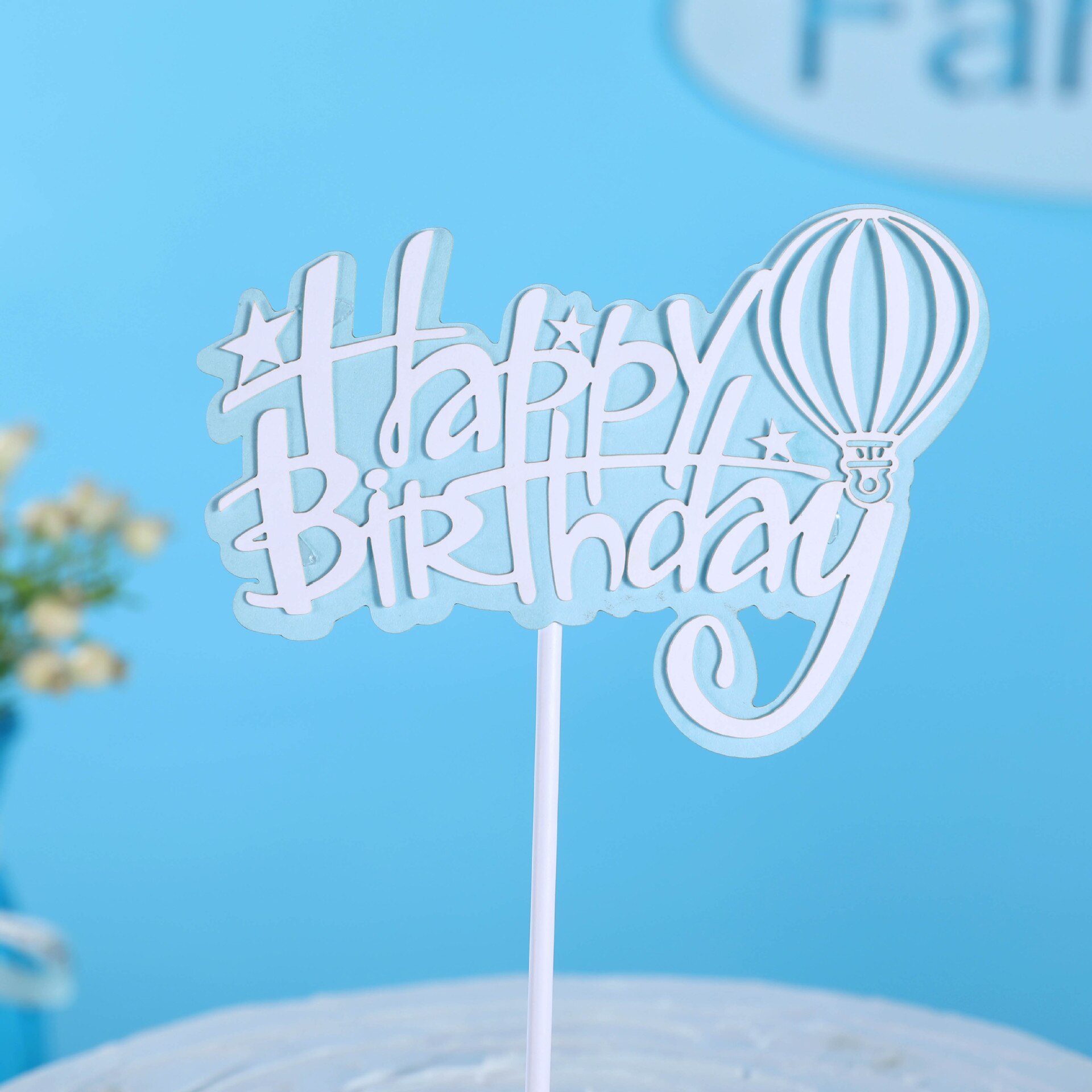 blu nuvola mongolfiera aeroplano lettera di buon compleanno tema per bambini torta di compleanno decorazione bandiera impostato
