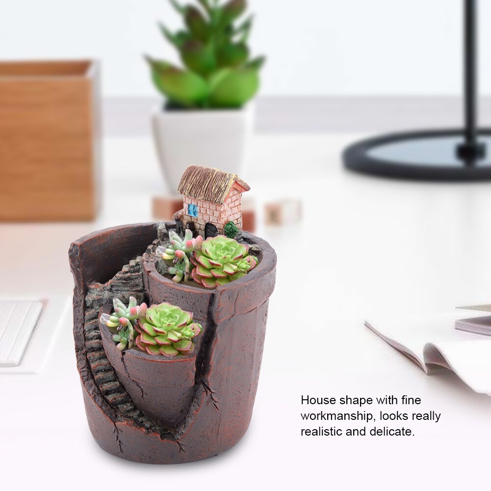 Pot de fleurs en forme de Cactus | En résine, en forme de château, Pot de fleurs Succulent, pour décor de maison