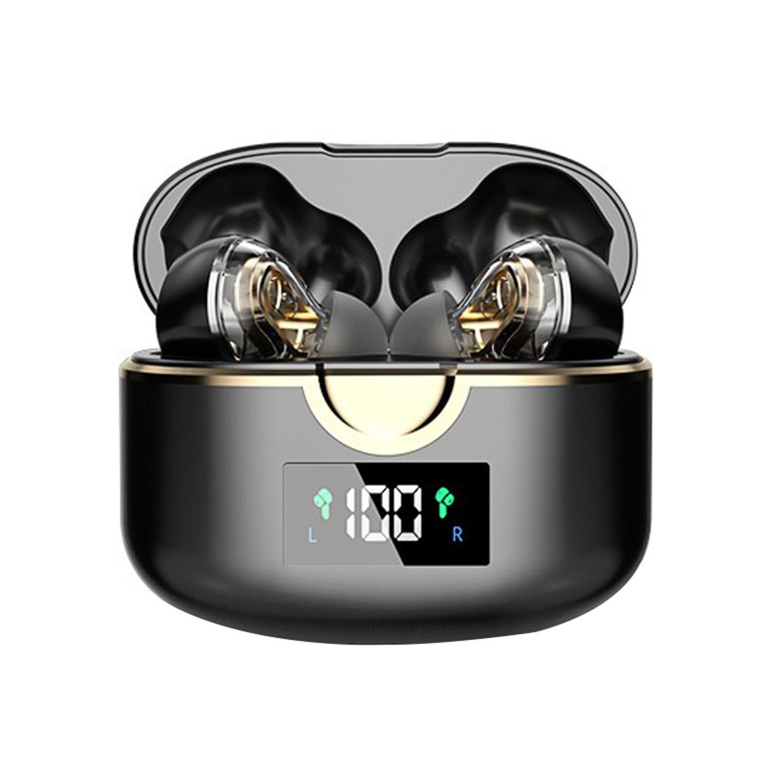 Schnelle lieferung:  t22 kabellose led-kopfhörer, hifi-stereo-hd-bluetooth-ohrhörer, wasserdichtes sport-headset, bluetooth-ohrhörer: Bk