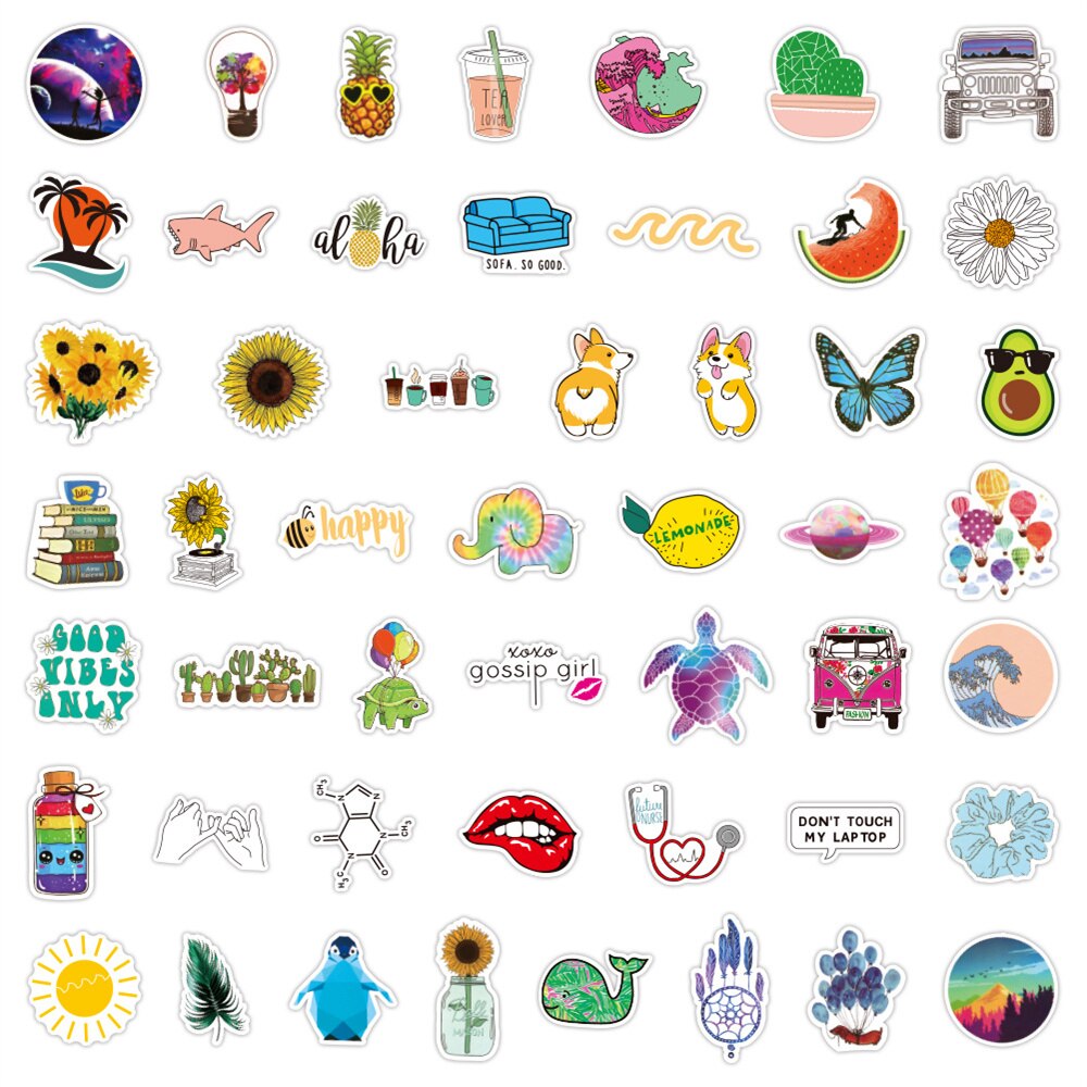 10/30/50PCS Small Fresh Decal Stickers Suitable for Laptops, Skateboard Phones, Aesthetics Series DIY Stickers