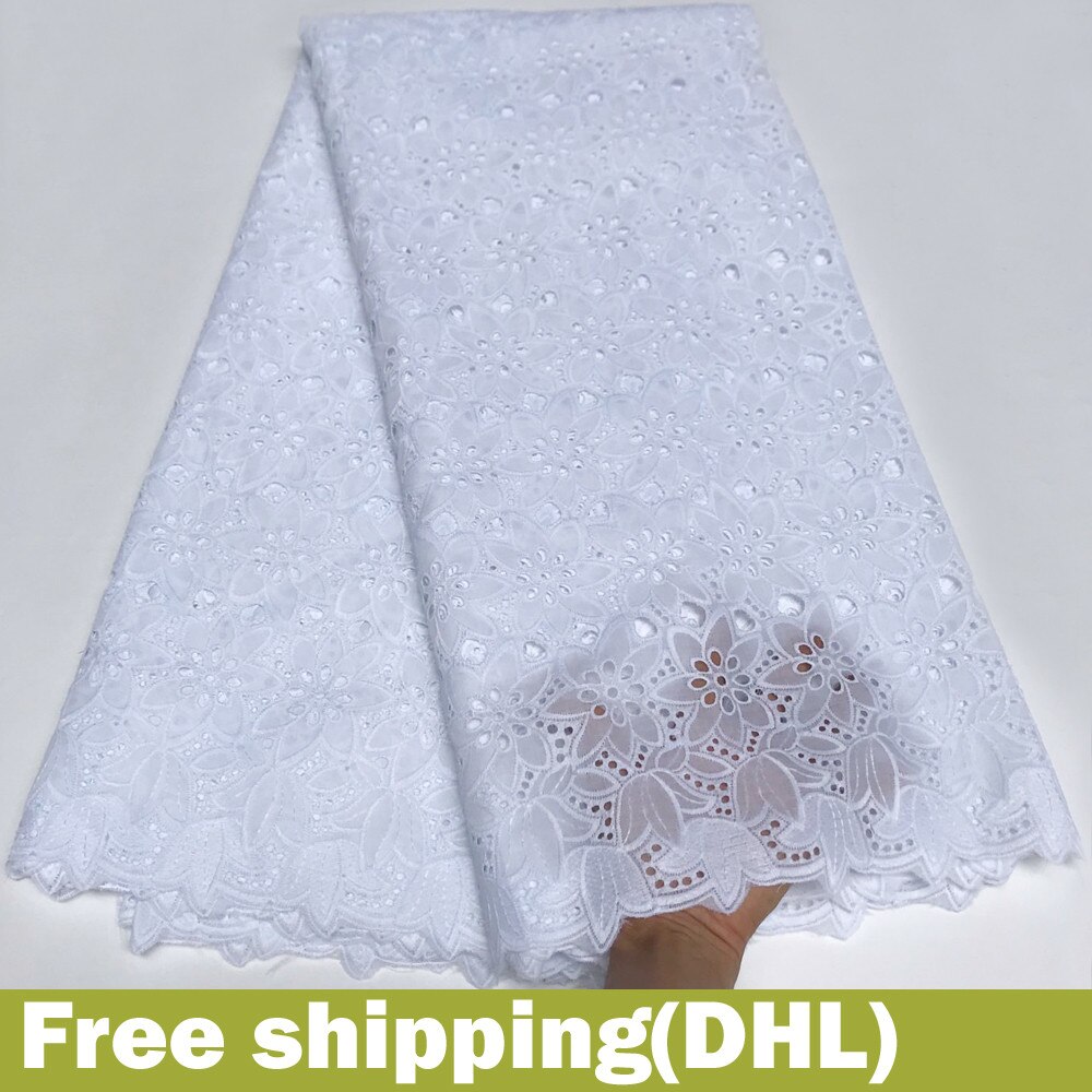 Encaje de gasa suizo en suiza Los últimos encajes africanos tela de algodón de encaje de bebé tela blanca para vestidos 5 yardas/lo5815