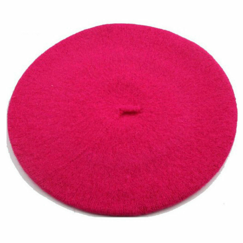 Boina de lana de imitación para mujer y niña, gorro cálido de artista francés, gorro plano Kawaii, en rojo, negro, Morado, beige y naranja, para invierno: rose red