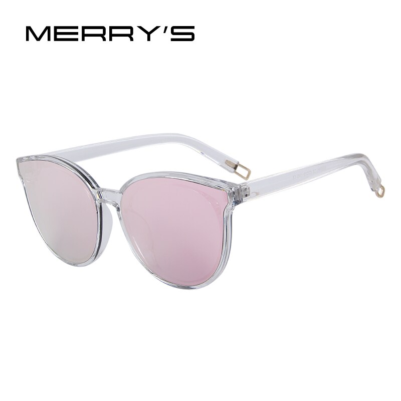 Merry's dames klassieke merk zonnebrillen vintage cat eye zonnebril s' 8094: C02 helder roze
