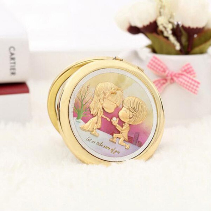 Asklove maquillage Miroir feuille d'or Miroir Portable pliant maquillage or Miroir envoyer amant petite amie cosmétiques miroirs