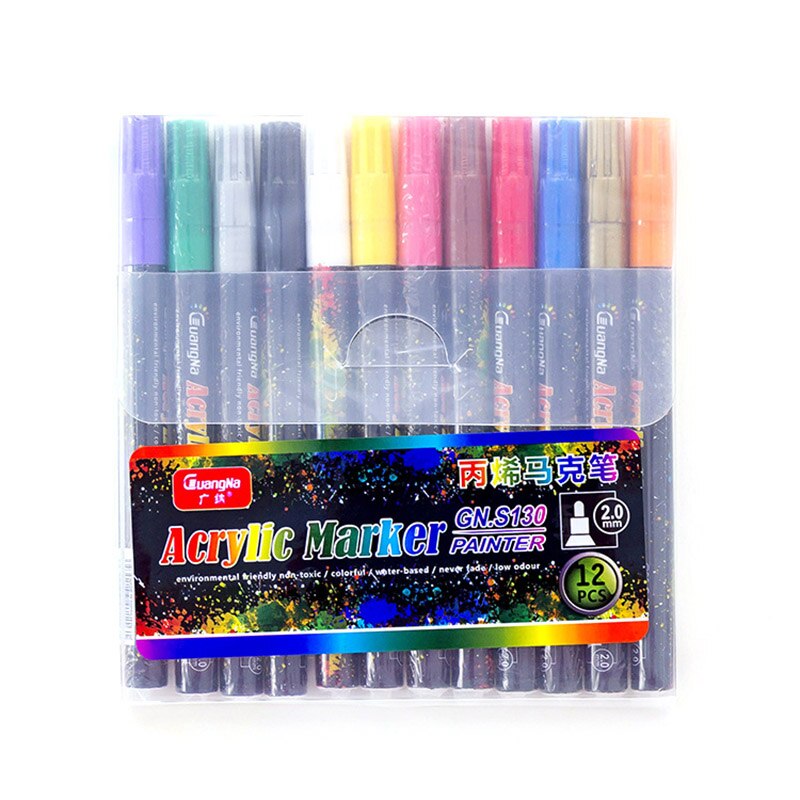 GN 0,7mm Acryl Farbe Stift 12/18 Farben Marker stift Kunst Marker Stift für Keramik Felsen Glas Porzellan Becher Holz stoff Leinwand Malen: 12 Farbe  einstellen
