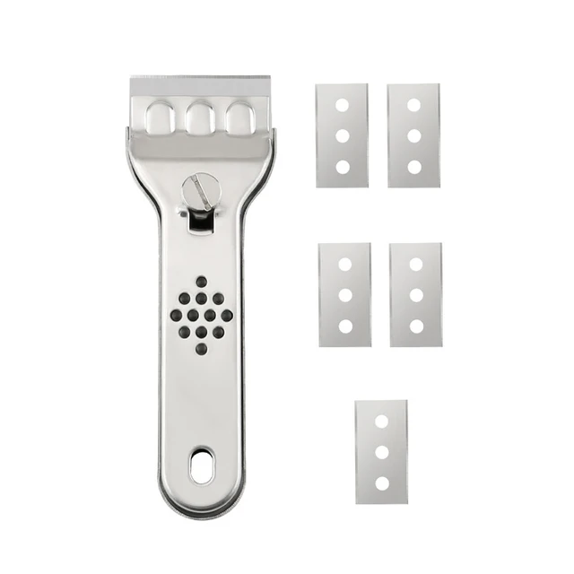 Stainless Steel Cleaning Scraper Blade Glass Kitchen Ceramic Tile Decontamination Scraper Wall Floor Paint Scraper Tool Knife: army green