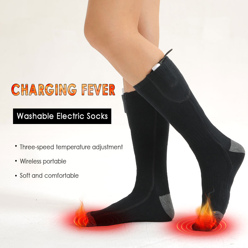 3.7V Thermal Cotton Heated Socks Electric heating socks male charging heat insulation stockings winter heating foot warmer