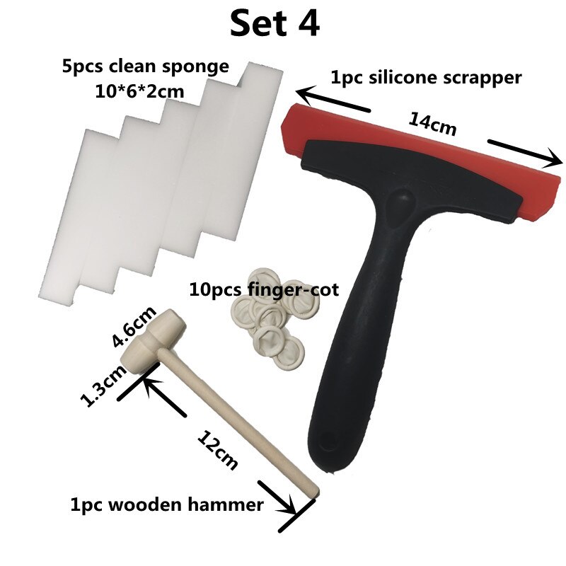 DIY Mosaic Tiles Tool Set Multiple Optional Sponge Trowel Silicone Strrier Plastic Scraper Wooden Hammer Finger-Cot Clean Sponge: Set 4
