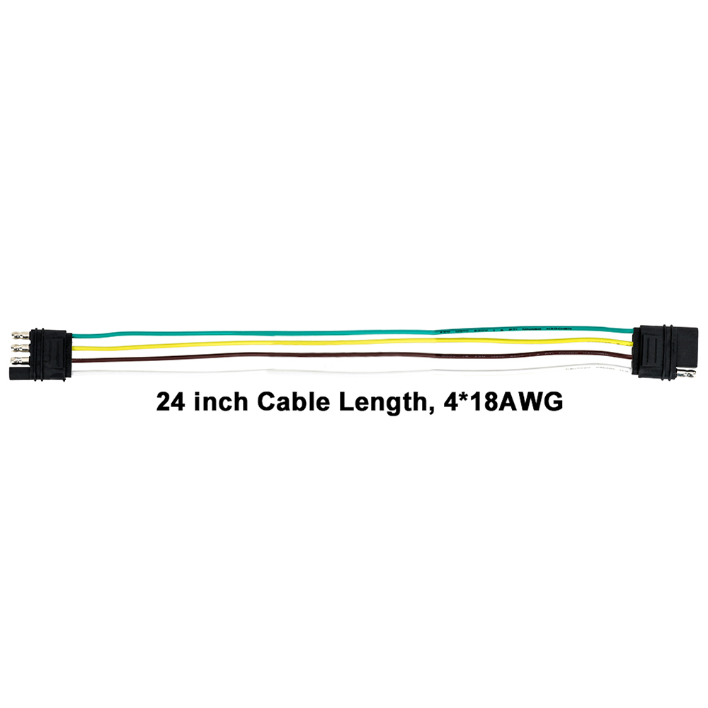 4-pin Flat Plug with Socket Trailer Cable Adapter AWG Wiring Harness Connector Trailer Power Socket