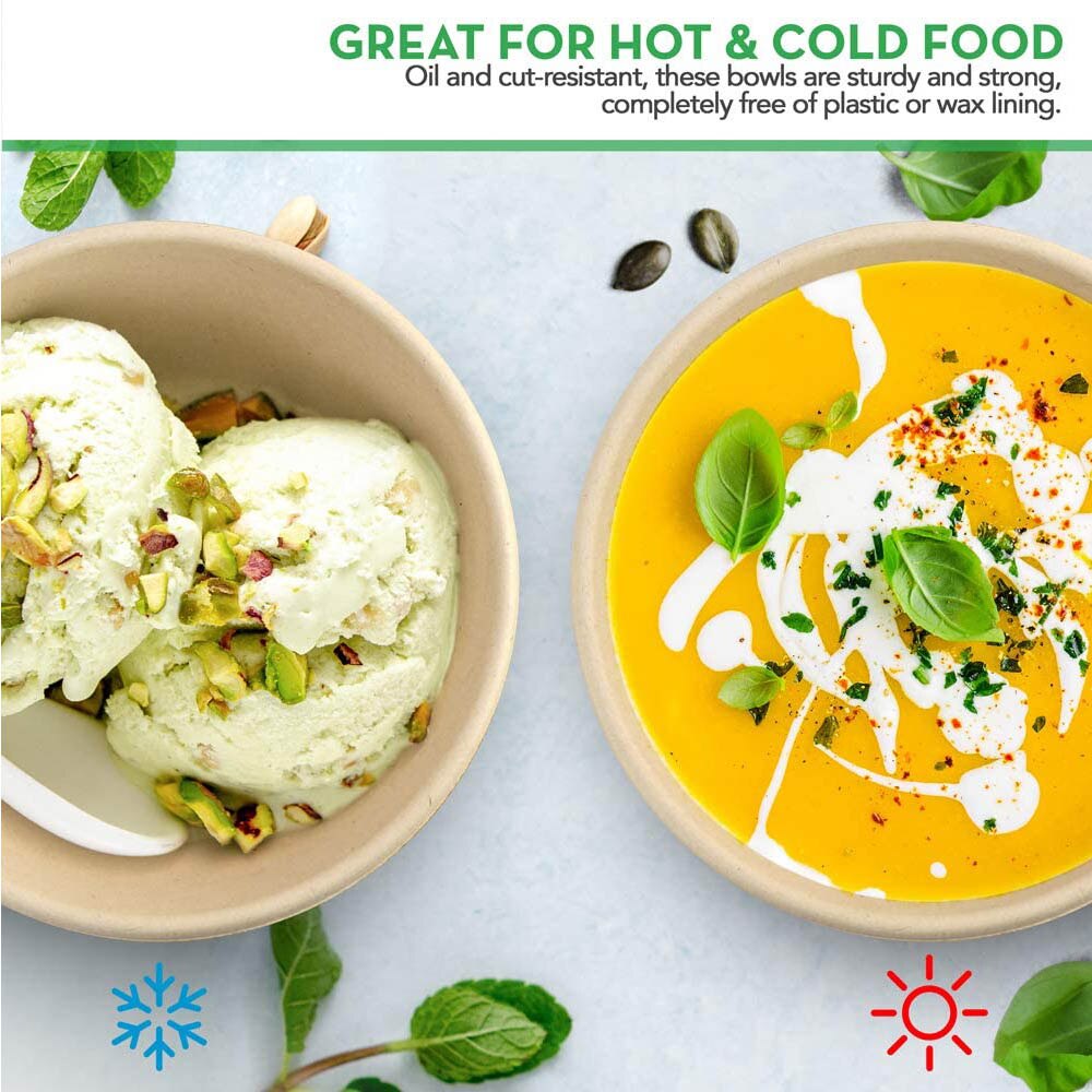 Bols à soupe jetables 100% en papier biodégradable, 50 pièces, pour soupes chaudes et apéritifs, récipients alimentaires ménagers