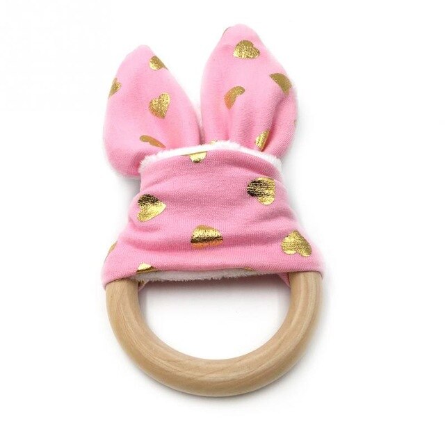 Baby Zahnen Ring Chewie Beißring Sicherheit Holz Natürliche Bunny Sensorischen Spielzeug: 4