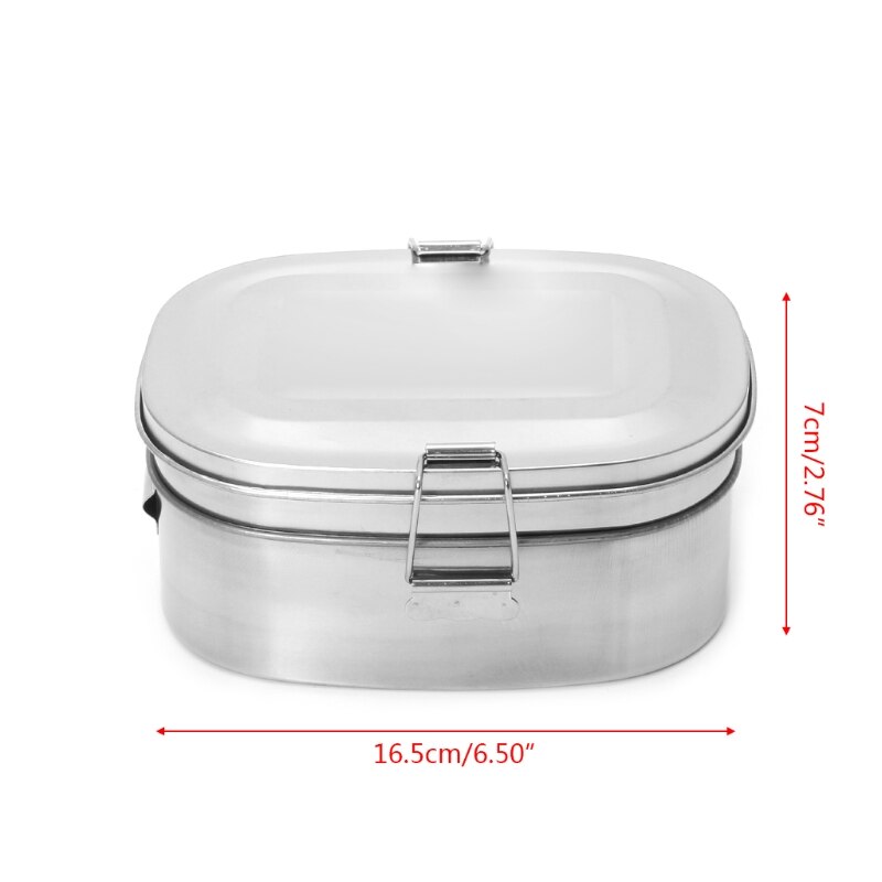 Stainless Steel Square Lunch Box Bento Food Picnic Container Travel 1/2 Layer lunch box for Student,School: Double layer-M