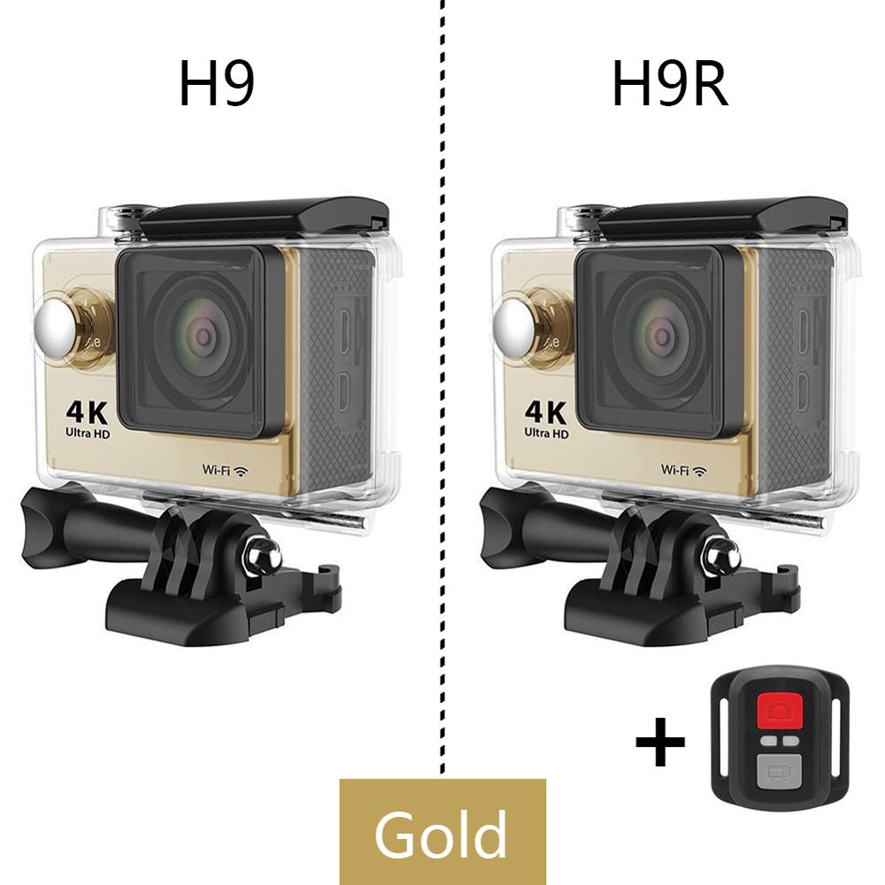 HitTime Original WiFi Action Camera 20MP 2.0" Ultra HD 4K Mini Helmet Cam DV Recoder 1080p/60fps WiFi Waterproof Sports Camera: Gold / H9