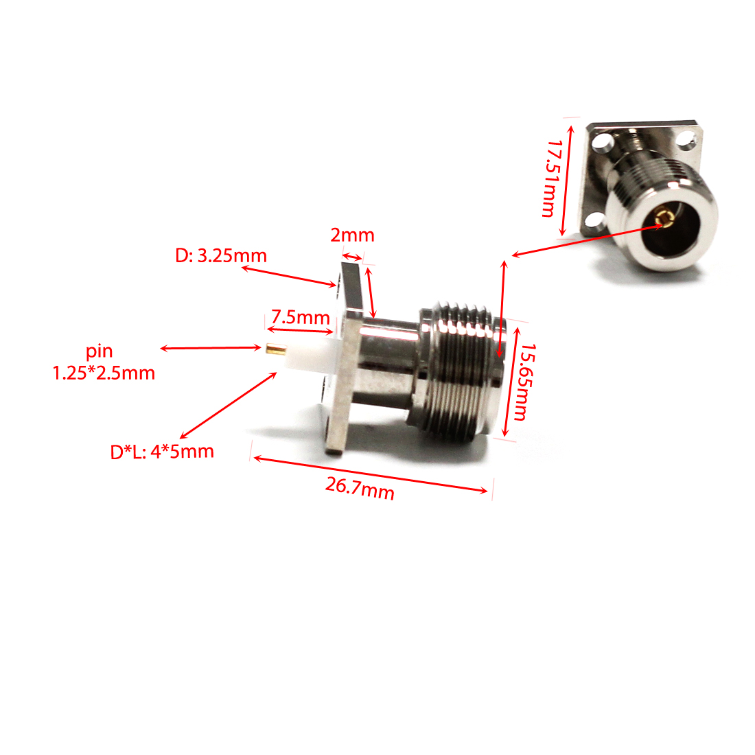 1 st N Vrouwelijke Jack RF Coax Adapter converter Connector soldeer bericht 4-hole panel mount Isolator Lange 4mm Vernikkeld