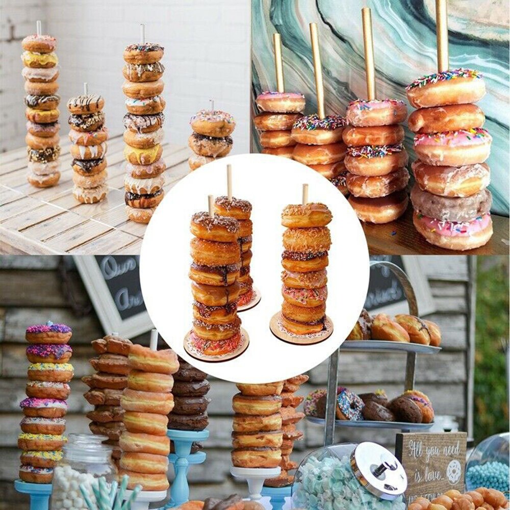 1/3 pcs Wooden Donut Display Stand DIY Wall Dessert Rack Kids Birthday Party Baby Shower Wedding Decoration