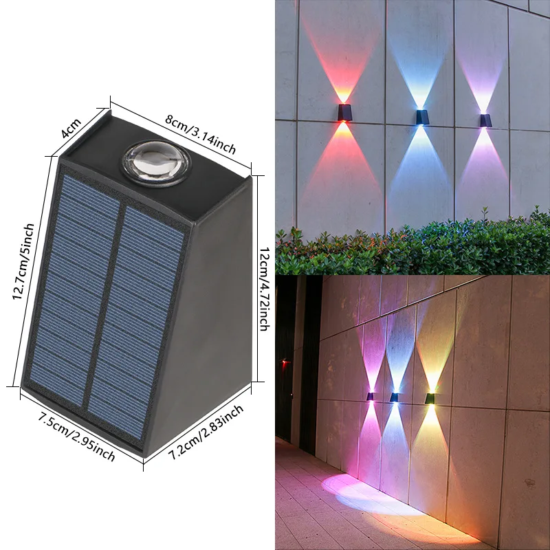 2 led solcelledrevne utendørslamper, vanntett atmosfærebelysning, dekorativ vegglampe for hage, veranda, balkong, gangvei, campingdeko