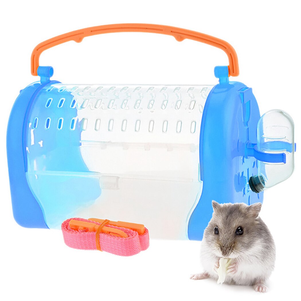 Transportín portátil para animales pequeños, jaula de viaje transpirable con botella y alimentador para mascotas, rata, hámster, erizo, Chinchilla: Default Title