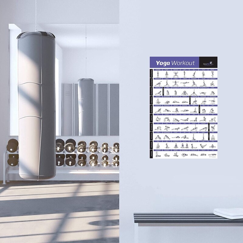 Practical Yoga Pose Exercise Posters for Full Body Workout Program Home Gym Fitness Workout Posters