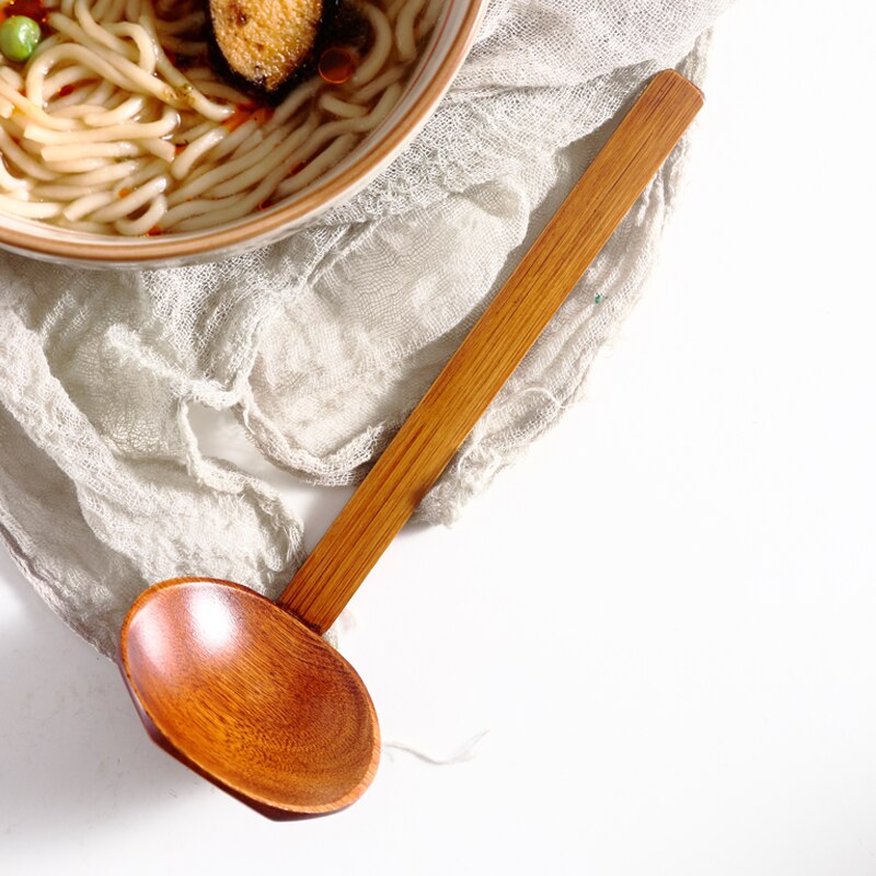 Cuillère à soupe Ramen nouilles japonaises cuillère à soupe avec trous cuisine en bois grande cuillère cuillère coréenne cuillère en bois