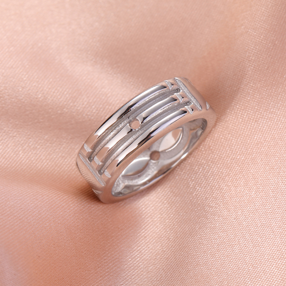 Teamer-Anillo ancho geométrico de acero inoxidable para mujer y hombre, pareja, minimalista, Color plateado, joyería de compromiso