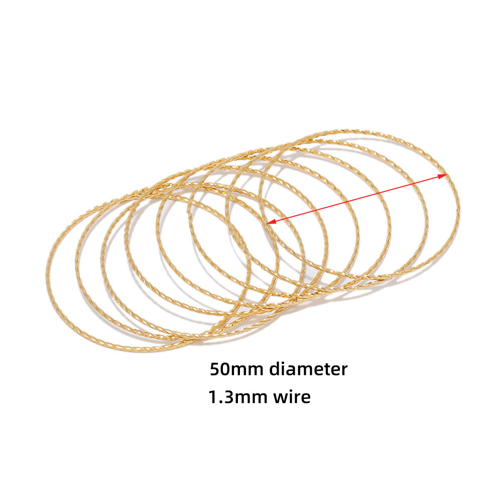 10 Uds. De pendientes de acero inoxidable, aros retorcidos, círculos en espiral, alambre para oreja, colgantes, conectores, suministros de joyería DIY: YELLOW