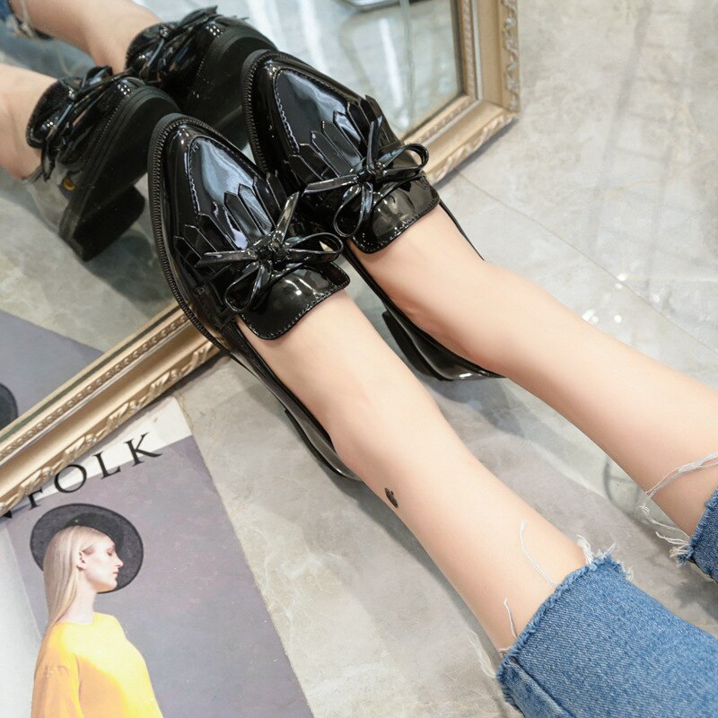 Kvinner flate spiss tå slip on flate sko kvinne loafers bowtie ballett leiligheter oxford sko damer zapatos mujer