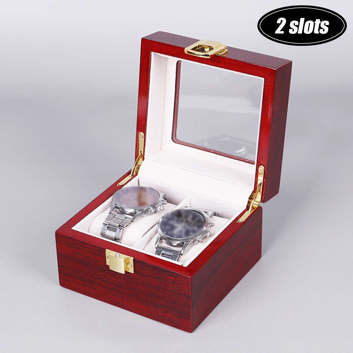 Luxury Wooden Watch Box Watch Holder Box For Watches Men Glass Top Jewelry Organizer Box 2/3/5/6/10/12 Slots Watch Organizer: 2 slots