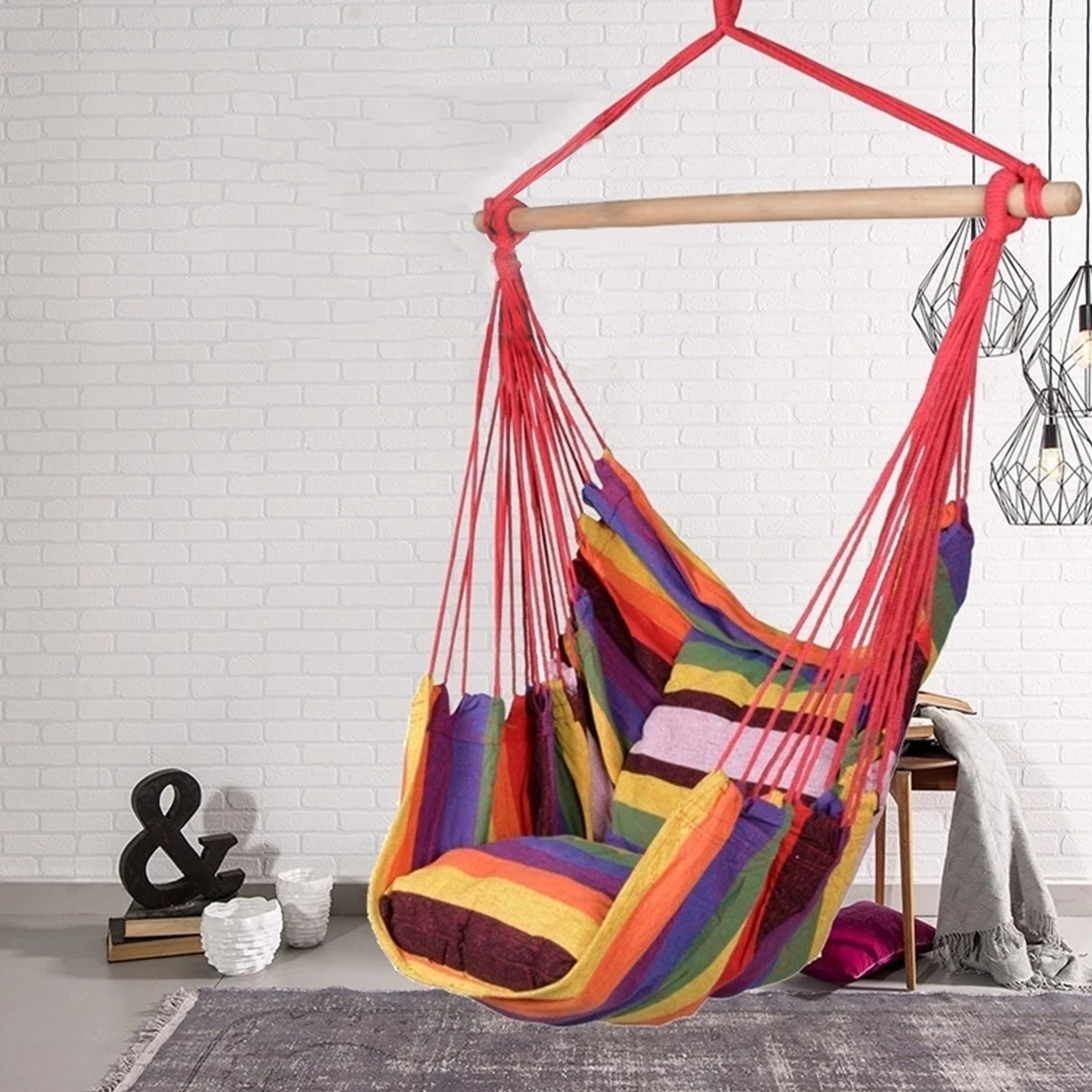Columpio portátil para exteriores, hamaca gruesa para jardín, viaje, Camping, almohada, columpio