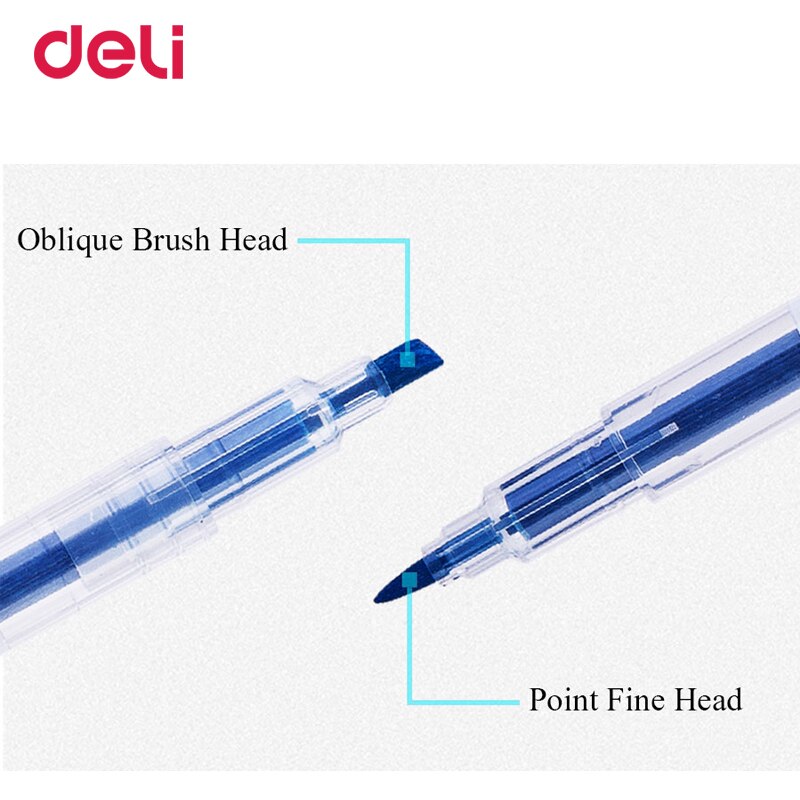 Deli creatieve dual head 6 gekleurde fijne borstel markeerstift met onzichtbare inkt voor school kantoor scribble teken markers