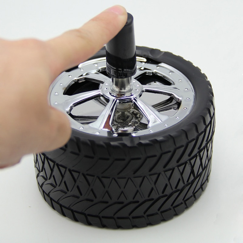 Auto Tyre Hub Roterende Stijl Mode Ash Tray Legering Ronde Rookloze Druk Up Asbak