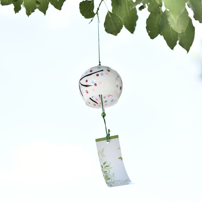 Brand Japanese Style Glass Wind Chimes Hanging Craft Wind Bell Sakura Cherry Blossom Pattern Home Decor dbdz