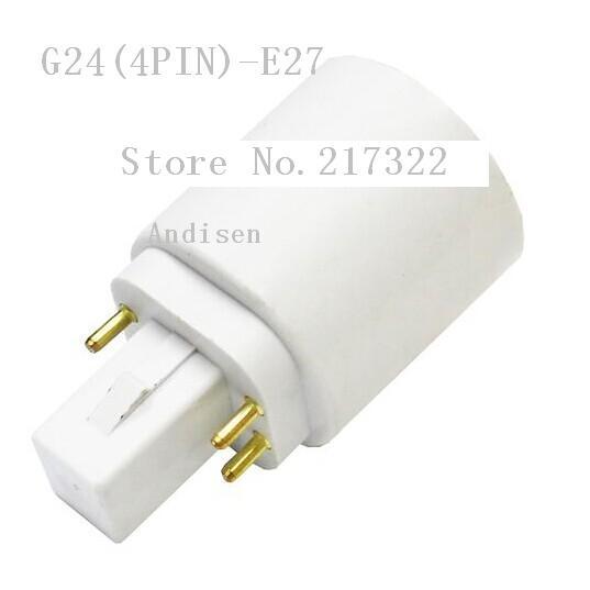 20 stks/partij GX24Q-1, GX24Q-2, GX24Q-3 naar E26 E27 adapter, 4 pins GX24 om E27 E26 lamp socket adapter GX24 naar E27 adapter