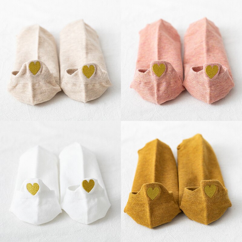 Funny Woman Socks Women 4 Pairs Pack Short Ankle Socks Happy Kawaii Girls Cotton Cartoon Cute Heart Casual Sock harajuku Sox: 5