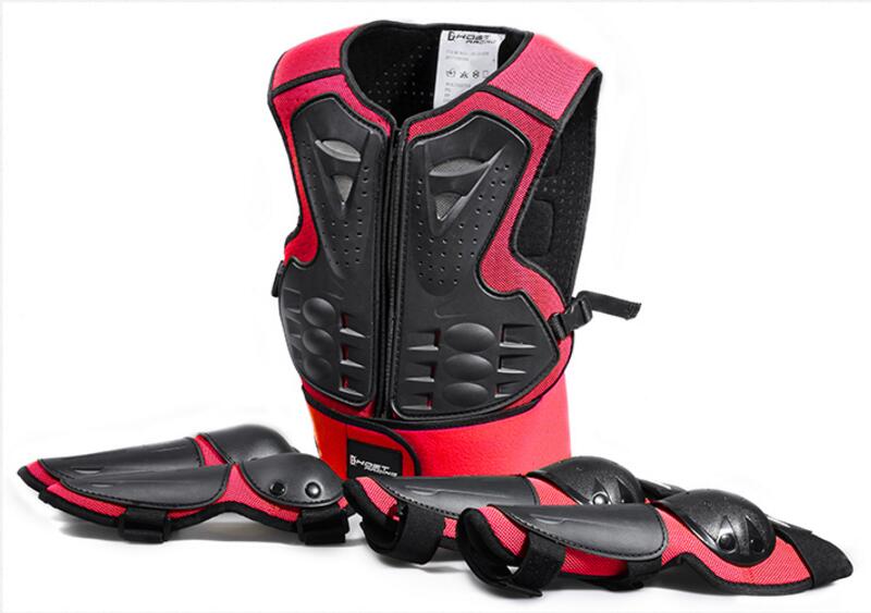 Armadura protectora de cuerpo completo para niños y jóvenes, para Motocross de 0,85-1,4 M de altura, protección para rodillas y coderas: Rojo / S(1.3-1.5M)