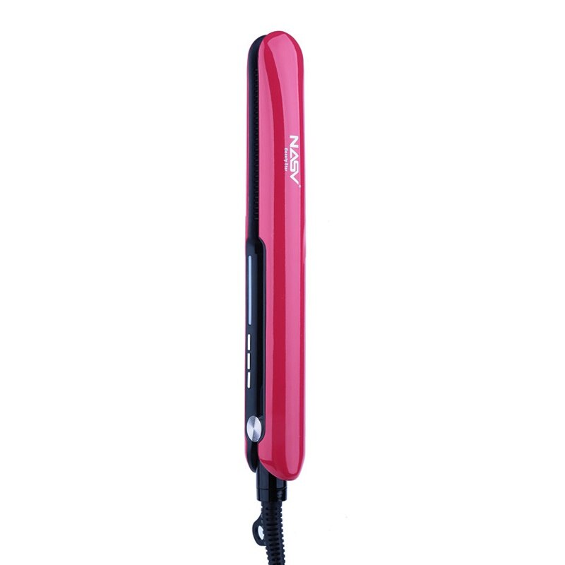 NASV Styling Werkzeuge Haar Eisstockschießen Eisen Richt mit Kamm Haar Flache Eisen LCD Anzeige Eisstockschießen Haar Für Frauen: rot