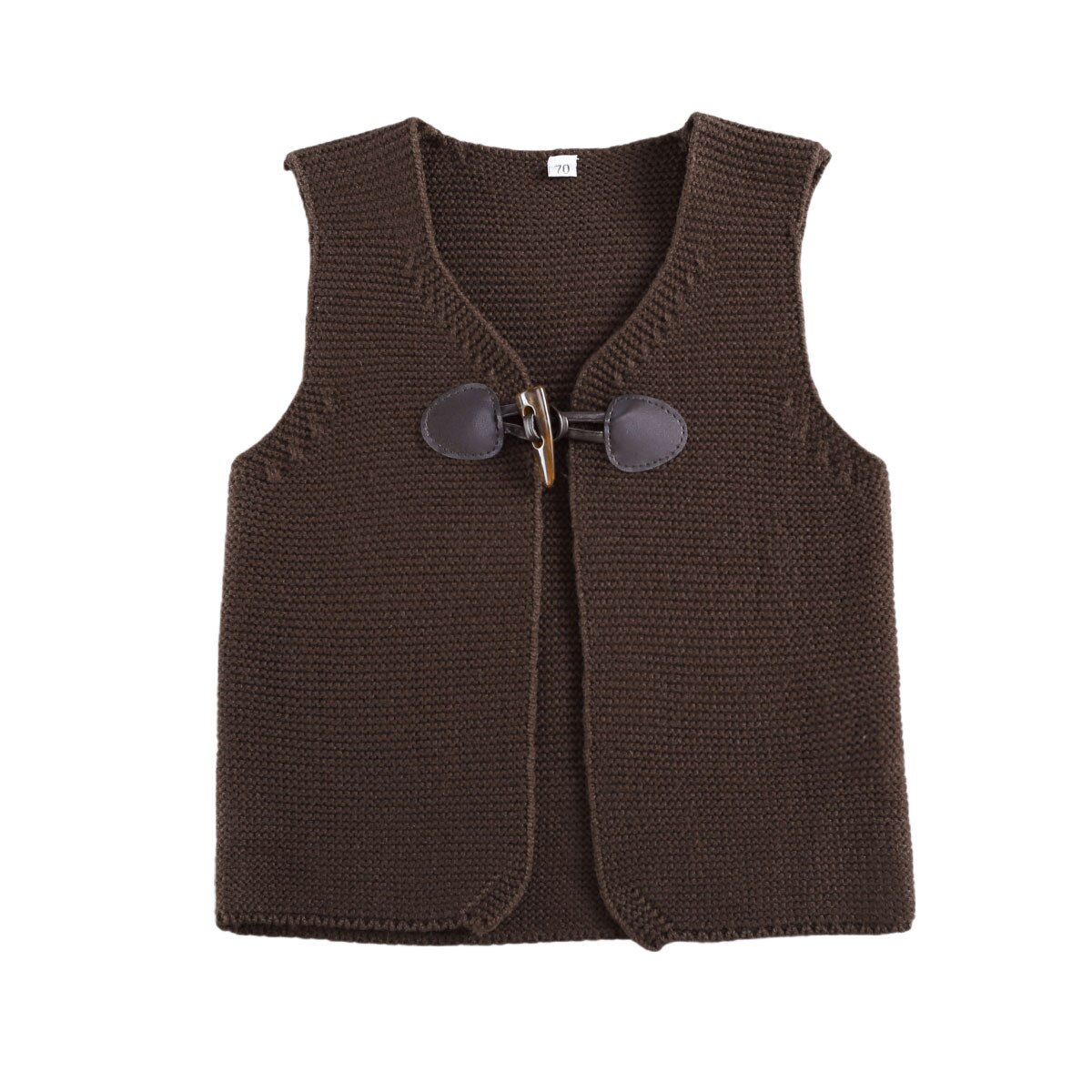 Focusnorm Herfst Winter Baby Meisjes Jongens Vest Jas Mouwloze Croissant Knoppen Solid Gebreide Jas 3 Kleuren: Bruin / 3T