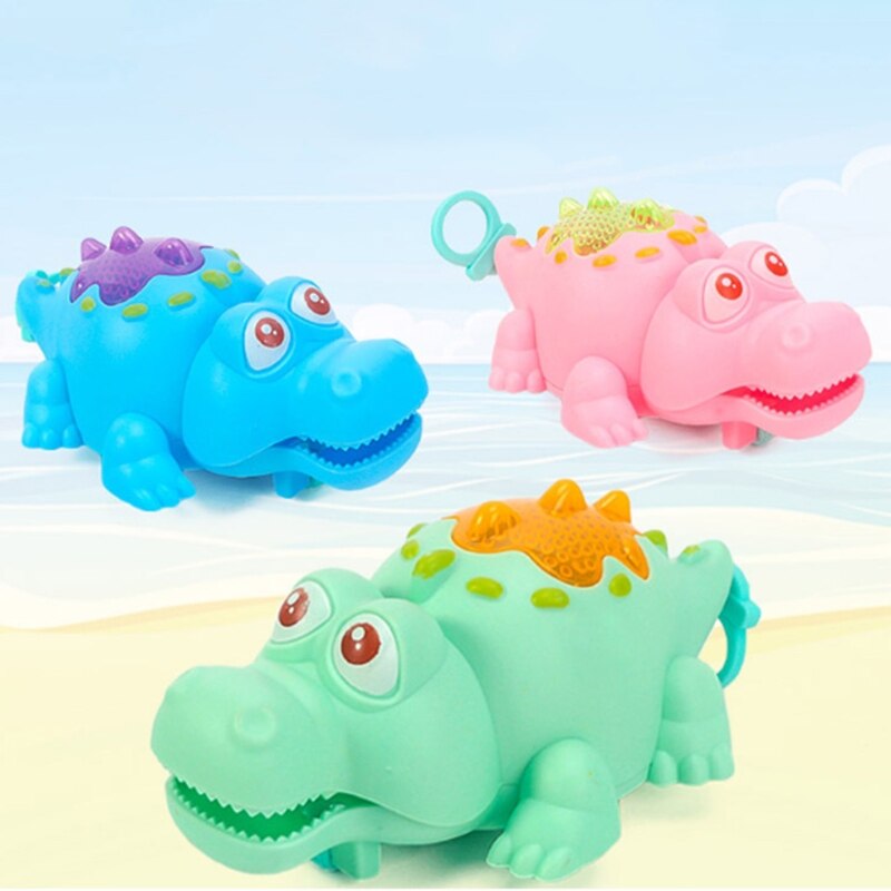 40JC Pool Float Bath Toy Wind-Up Clockwork Pull String Swimming Crocodile LED Light Up Bathtub Animal Toys for Boys Girls Random