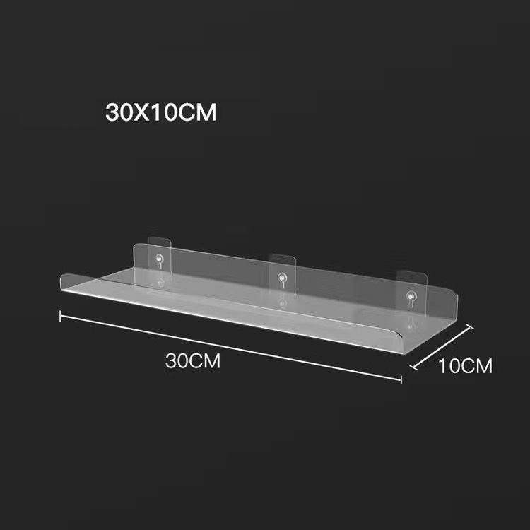 Estante de almacenamiento acrílico transparente, estantes montados en la pared para sala de estar, estante de exhibición para registros, accesorios de baño, estante flotante: Castaño