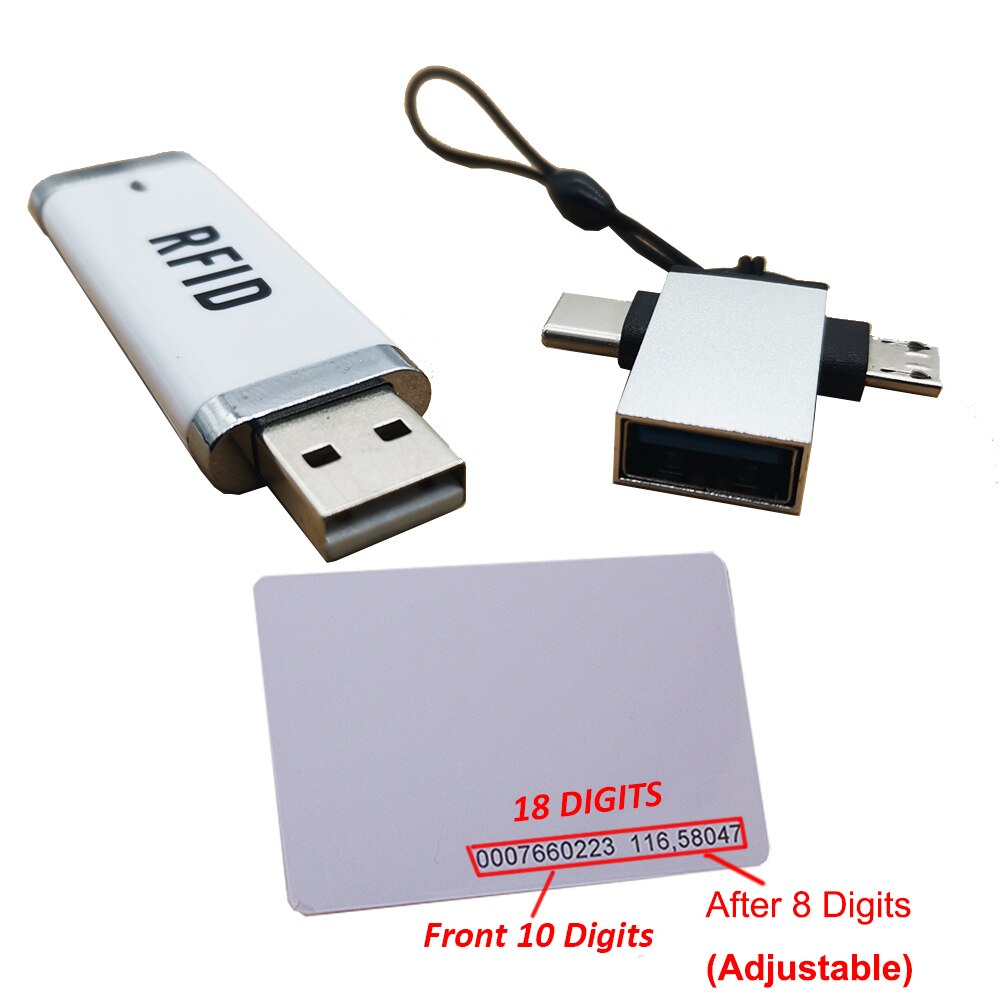 Adjustable Mini Portable 125Khz 13.56Mhz Proximity Smart EM Card USB ID Rfid Card Reader for Micro USB USB C Phoner